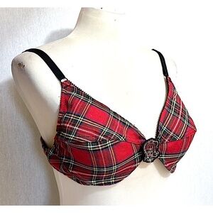 Mystery House red tartan plaid underwire bra
